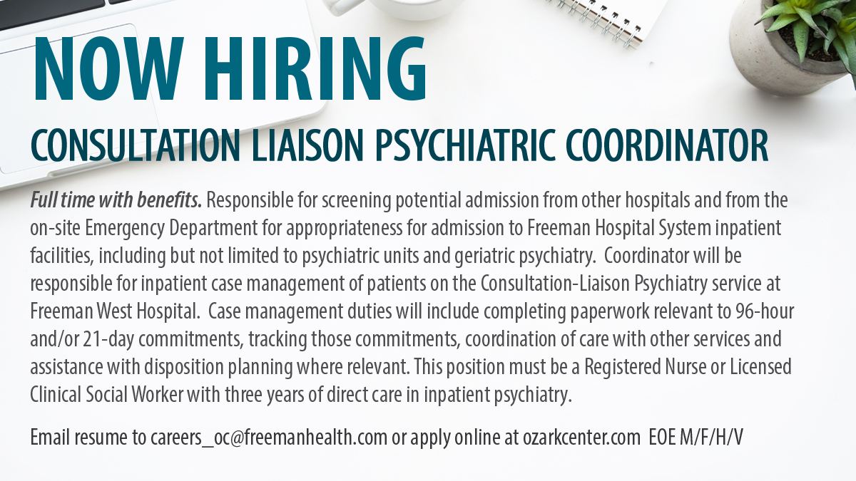 Ozark Center on Twitter "Featured job opening consultation liaison