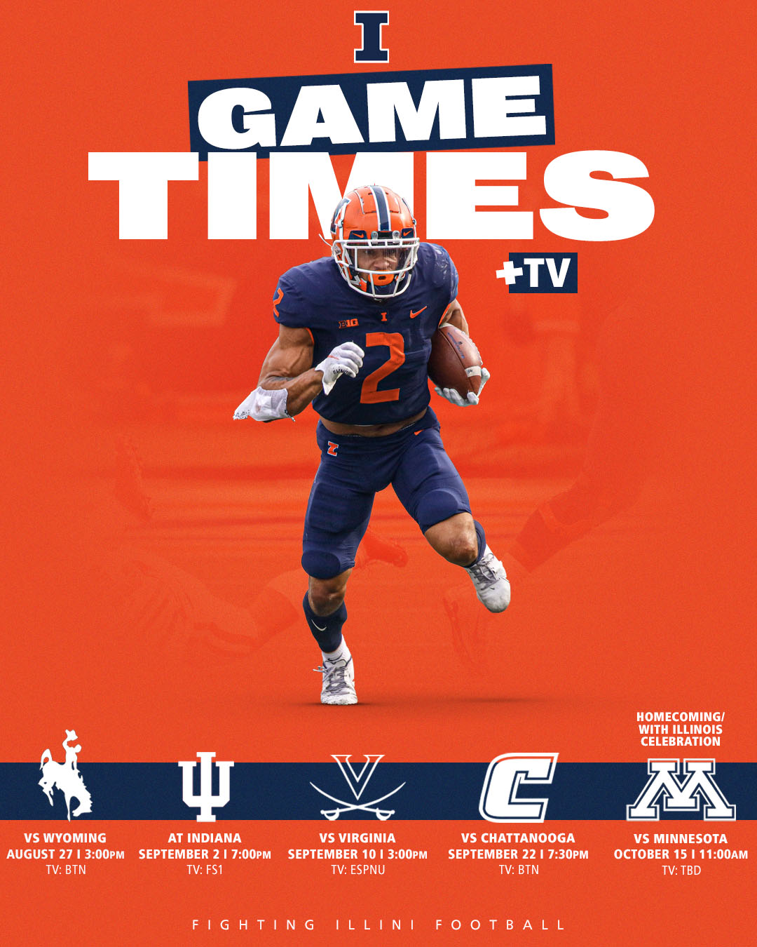 2022 Illinois Fighting Illini football schedule, game times, TV