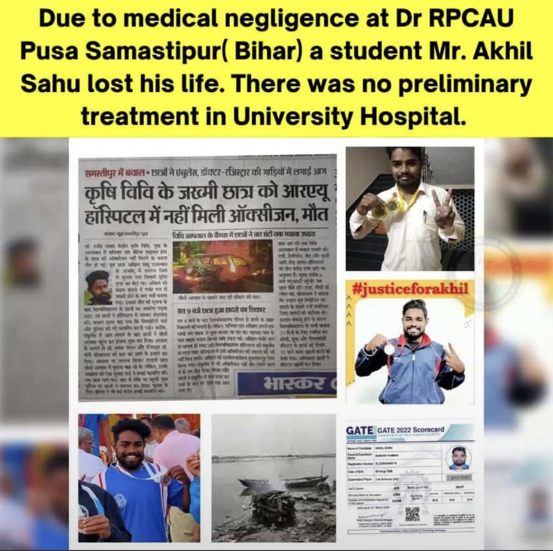 RAVIKAN24453081's tweet photo. #justiceforAkhilsahu 
University ko ICAR or central govt. Itna fund deti h ye fund kha jata h jb University m basic facilities hi available nhi h. 
Ispe investigation ki jaye 
@icarindia @PMOIndia @SachTakNo1 @RanaYashwant1 @JhaGunjesh @Swamy39 @nstomar @alok_zordar https://t.co/Hy2BybjXw3