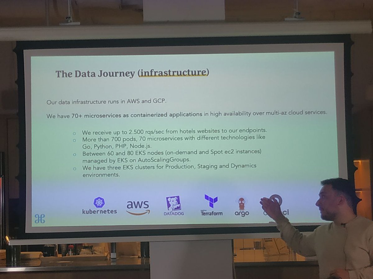 MadridDevops's tweet image. Gracias a todos los que os habéis pasado por las oficinas de @aircall u os habéis conectado al streaming para escuchar a @jordimirobruix y Enrique Hormilla de @thehotelnetwork. Vídeo pronto disponible en nuestro canal de YouTube gracias a @aircall. #madrid_devops