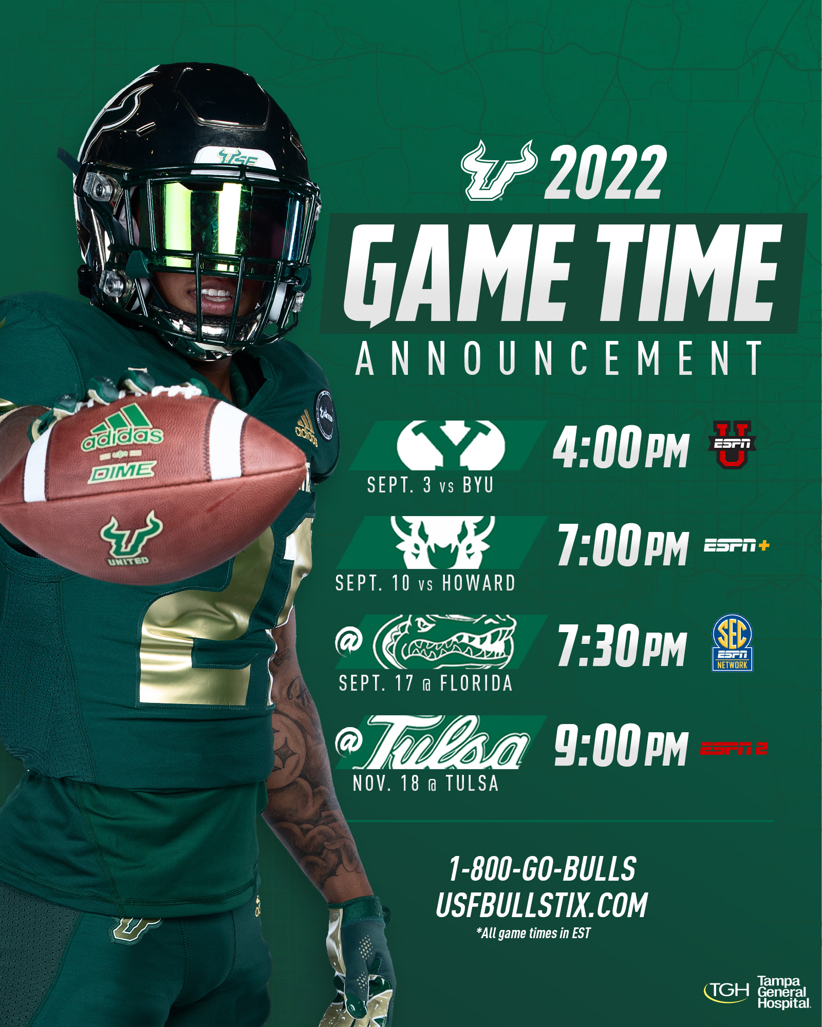 USF Football on Twitter "🚨 GAME TIME ALERT 🚨 Bulls open 2022 season