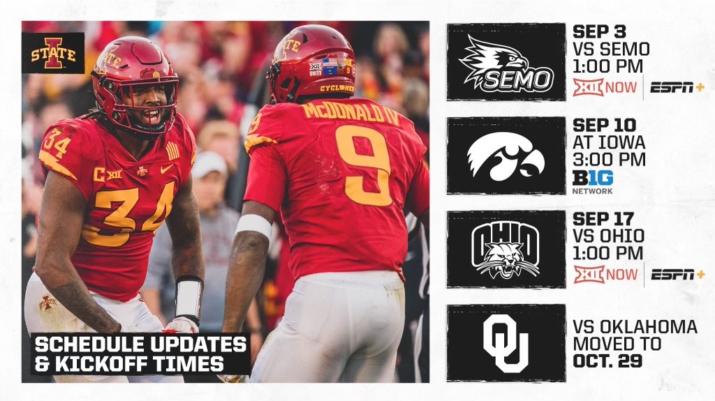 Cyclone Football on Twitter "🚨𝐒𝐂𝐇𝐄𝐃𝐔𝐋𝐄 𝐔𝐏𝐃𝐀𝐓𝐄🚨 🌪️🚨🌪️ https//t.co