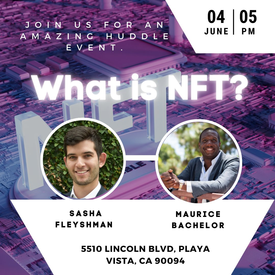 sihuddle's tweet photo. We are excited to bring you another
Startup/Investment Huddle Sponsored by CREXi & Bot-It.
We are taking the Huddle to the next level and talking NFT. ๐
Are you ready for it?๐
#huddle #events #la #eventla #nft https://t.co/Pqmbaq6k8B