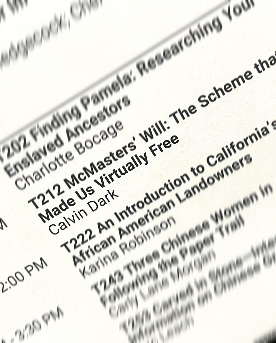 TalesDarkSide's tweet photo. I had such a WONDERFUL time presenting #McMastersWill & discussing the importance of #AfricanAmerican family histories in #genealogy at the National Genealogical Society’s #FamilyHistory Conference here in #Sacramento!
#NGS2022GEN #BlackProGen #BlackHistory365 @ngsgenealogy https://t.co/LkF7zXWILz