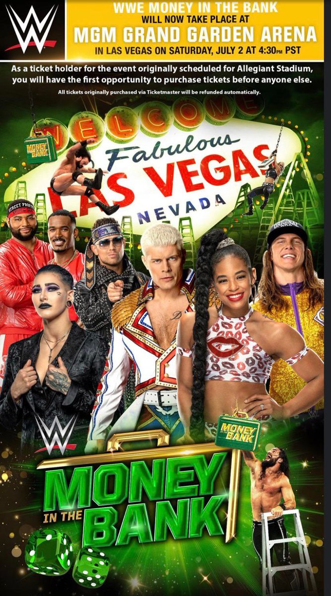 WWE Money In The Bank Moved To The MGM Grand Garden Arena