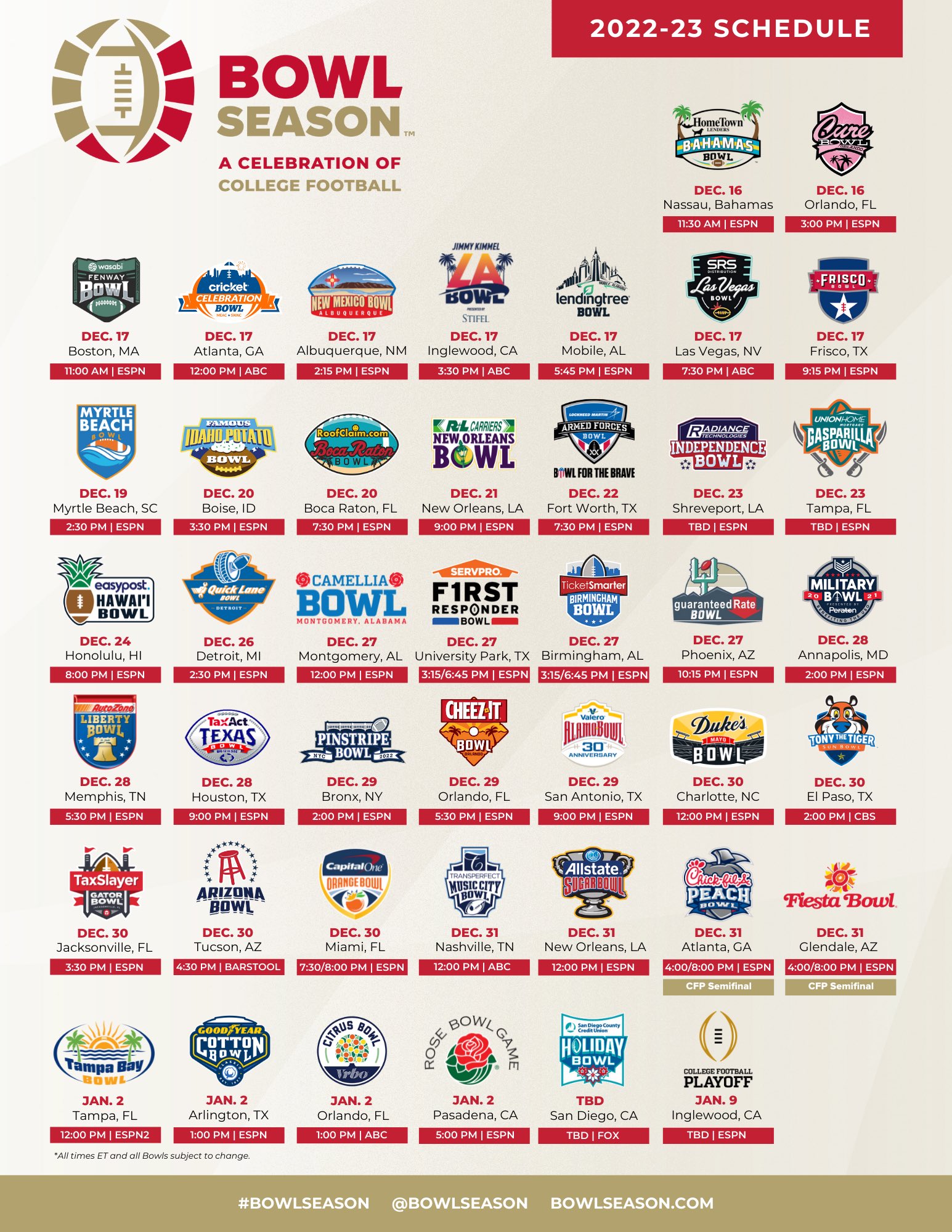 Bowl Season on Twitter "It’s time to start the countdown! The official