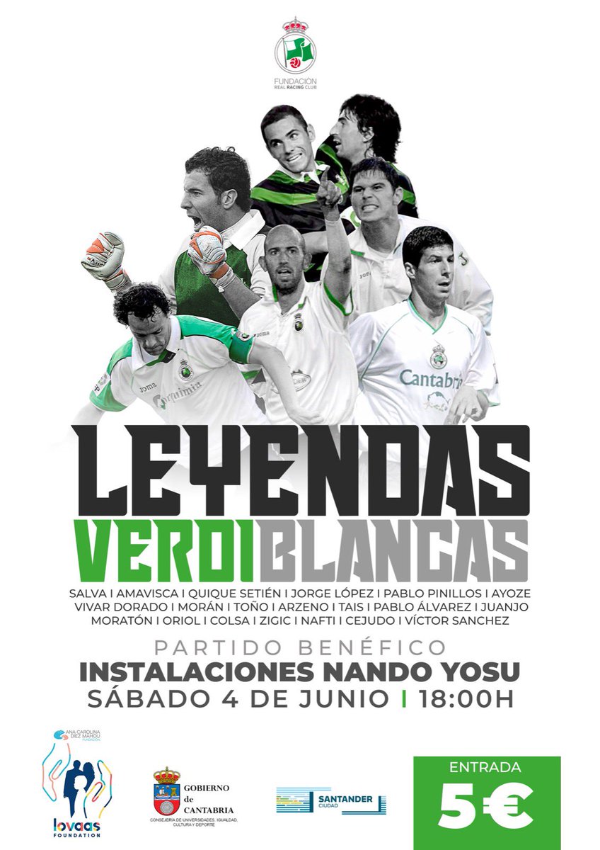 ✨ ¿Tenéis plan para el 4 de junio? Hemos preparado dentro del evento benéfico ‘Ayúdame a Crecer’, impulsado por <a href="/AutismoLovaas/">Lovaas Foundation</a> y la <a href="/FundacionACDM/">FundacionACDM</a>, un encuentro de #LeyendasVerdiblancas. Vuelve a ver a muchos de tus mitos racinguistas sobre un terreno de juego, disfruta ☺️💚