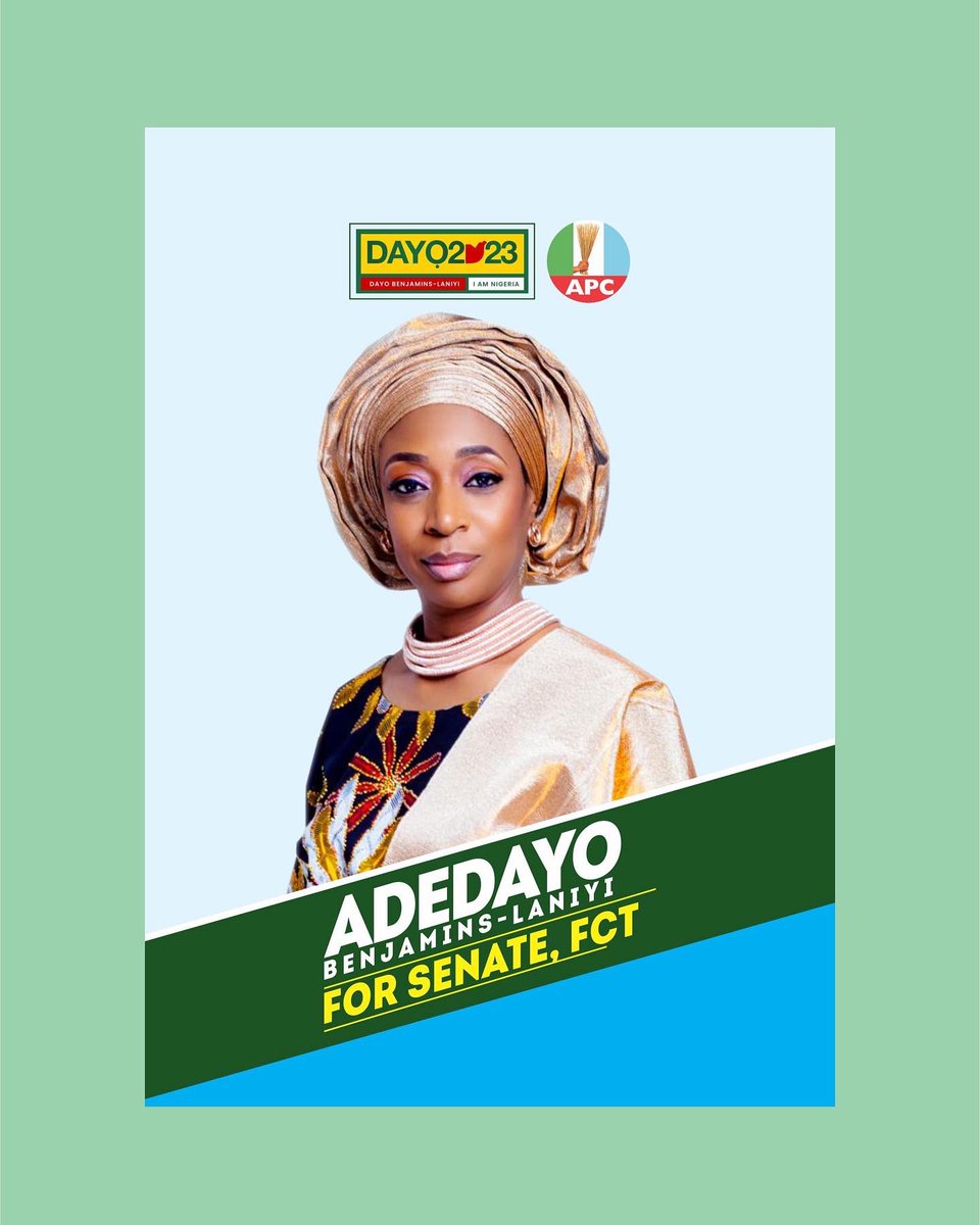 DayoBenLaniyi's tweet photo. My name is ADEDAYO BENJAMINS-LANIYI, (FSA, FCT)
The ONLY Female Senatorial Aspirant (FSA) of the Federal Capital Territory (FCT), on the platform of the APC @apc_nigeria https://t.co/p50QKZnc50