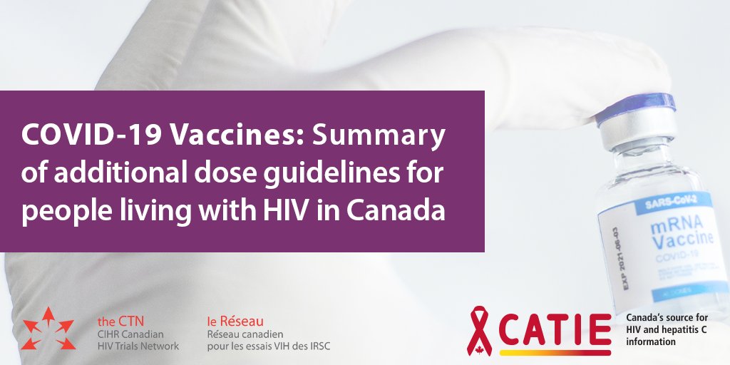 Wondering what the newest information is regarding additional doses for people living with HIV?

Our additional dose guidelines have been updated!

Find out more in our living document collaboration with 
<a href="/CATIEinfo/">CATIE</a>: hivnet.ubc.ca/knowledge-cent…
#thirddose #HIV #HIVinfo