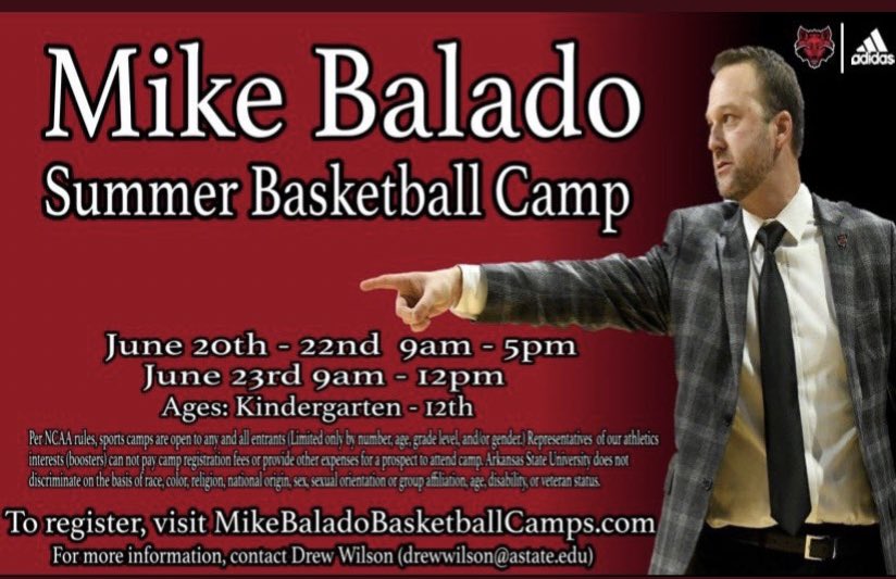 Sign up for camp if you want to get better <a href="/AStateMB/">Arkansas State Men’s Basketball</a>