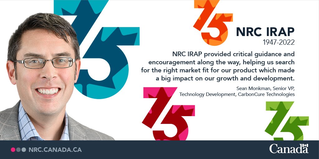 NRC_CNRC's tweet photo. Over the years, #IRAP has helped Canadian #CleanTech firm @CarbonCure hire new talent and supported a wide range of R&amp;D projects. They recognize this as having been instrumental to the company’s early growth and development. #IRAP75Anniversary https://t.co/1j3QSRPqYy