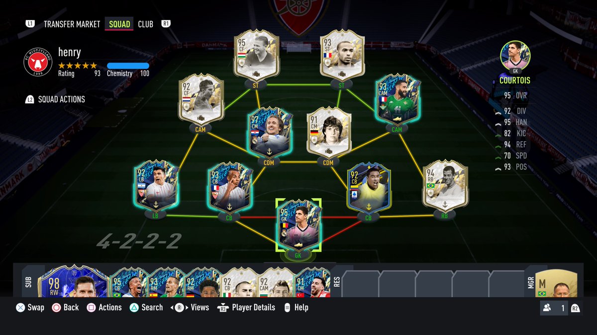 BobBus15's tweet photo. Finally got the coins to upgrade Acuña to the TOTS version. Rate my team 1-10 please #PS5Share, #FIFA22 #FIFATeam https://t.co/cDplvKbqKI