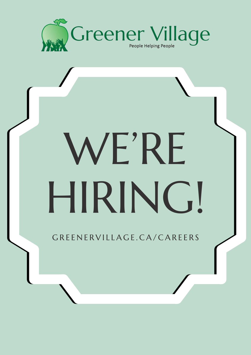 Here we grow again!  If you're looking for an opportunity to join a great team and help people in the process, head over to our website and check out our newest opportunity:

GreenerVillage.ca/careers