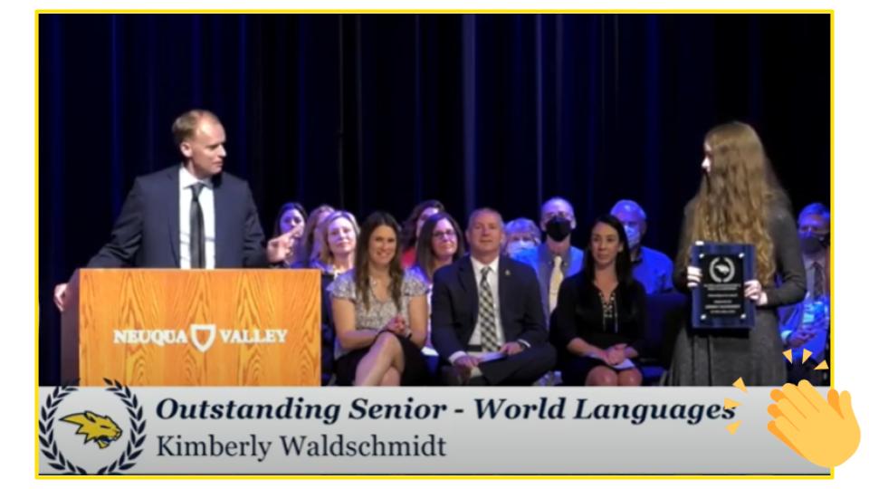 Congrats Kimberly Waldschmidt - Outstanding Senior in World Language 2022 - Chinese &amp; ASL! <a href="/NVWorldLanguage/">NV WL/EL Department</a>