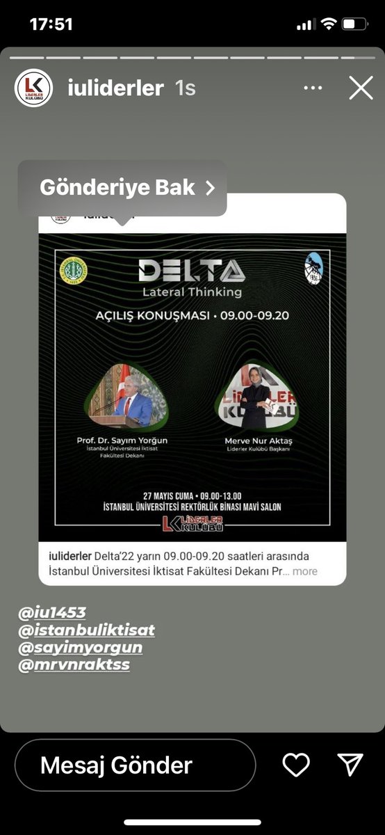 🗓 27.5.2022 🕰 9.00-13.00 arasında İ.Ü. İktisat Fakültesi Lateral Thinking etkinliğinde 

<a href="/handenazozcn/">Hande Şekerci</a> <a href="/ErhanAslanoglu/">Erhan Aslanoğlu</a> @alihepsen <a href="/_ErkanOz/">Erkan Öz</a> 
<a href="/HalukZulfikar/">Prof. Dr. Haluk Zülfikar</a> <a href="/emrealkin1969/">emre alkin</a> hocalarımızla birlikteyiz. 

Moderatör: Ezgi Gümüştekin 🌟