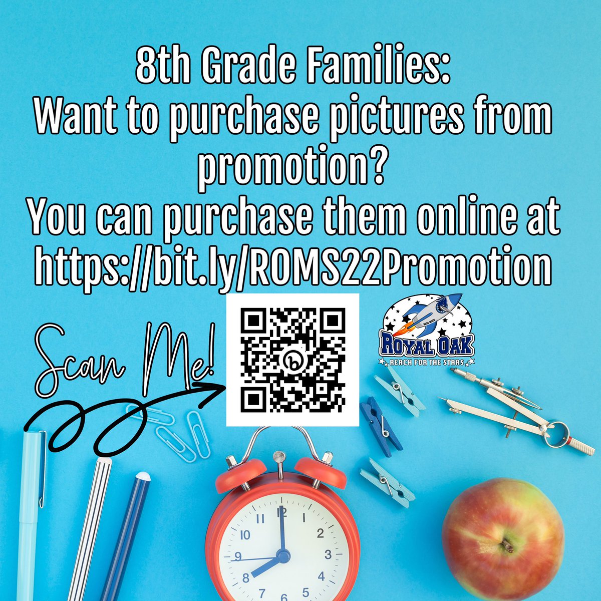 8th grade families: use the link or QR code to purchase photos from the 8th grade promotion! DC Photography will need a few days to process and upload the photos, so check back on Monday! bit.ly/ROMS22Promotion <a href="/CharterOak_Dist/">Charter Oak Unified School District</a> <a href="/COUSDServices/">COUSD Human Resources & Innovation</a>