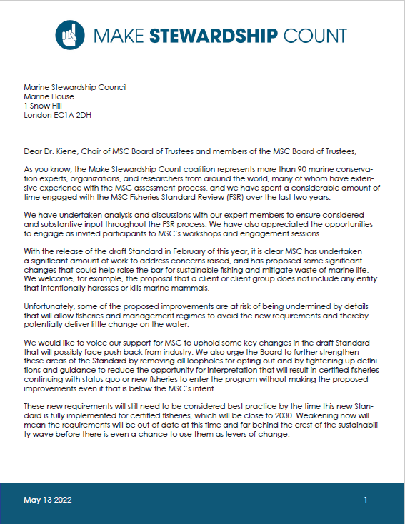 FixMSCNow's tweet photo. Read our letter to the @MSCecolabel Board. They make this new Standard a strong guidepost for sustainable fishing, one that raises the bar to ensure the oceans are teeming with life, and safeguarding resources for us and future generations. https://t.co/tHMtYJPXmi
#FixMSCnow https://t.co/TkTDBgaV8Q