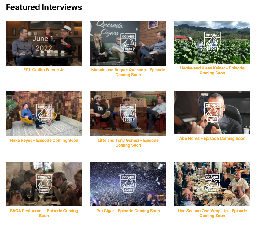 GodFadr's tweet photo. Interviews done - โ
Editing / Sound - โ
Site Launched at https://t.co/YM0vYWQYiK - โ
Sign up on the site to be notified...
#JuneOne #CarlitoFuente @#FuenteCigars https://t.co/BAAia5l8iF