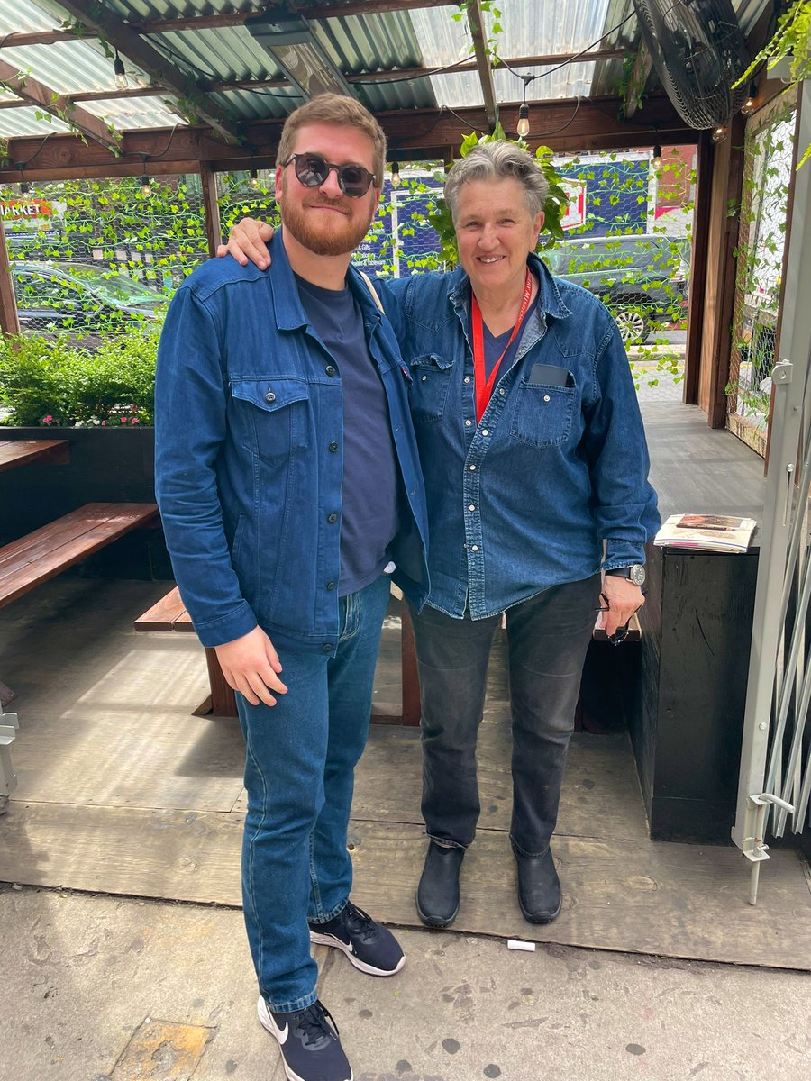 DrOBaldwin's tweet photo. By Apollo I cannot express how excited I have been to have a beer and an amazing conversation with Admetus herself, the great Peggy Shaw!! #QueerTragedy creates some truly magical moments alongside shifting through archives. https://t.co/5aBvkdSd3J