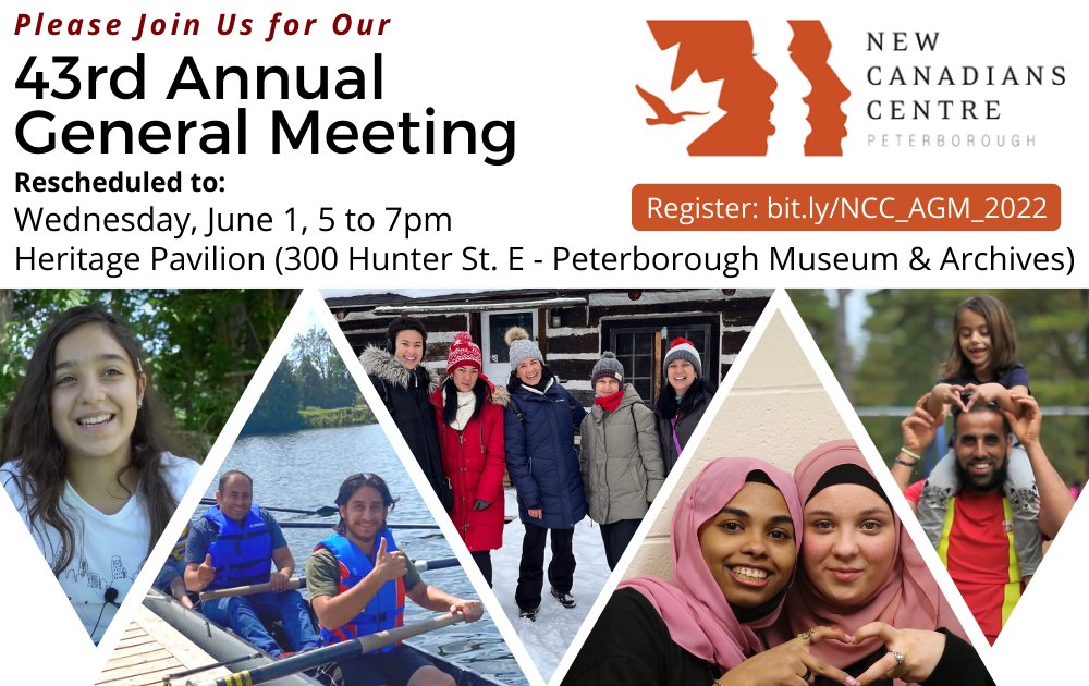 Our 43rd Annual General Meeting has been rescheduled to Wednesday, June 1 at 5pm. 

Please join us to celebrate the milestones of the past year, look to the future, and connect after a long time apart. 

Register at bit.ly/NCC_AGM_2022