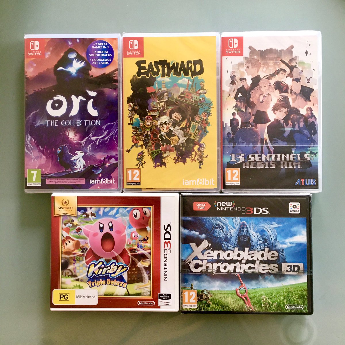 KeigoMak's tweet photo. Latest addition to my backlog. Hopefully I can find some time during summer to play them, and all the other games 😅
#videogames #nintendo #switch #3ds #oricollection #eastward #13sentinelsaegisrim #kirbytripledeluxe #xenoblade https://t.co/0GcwWYodRo