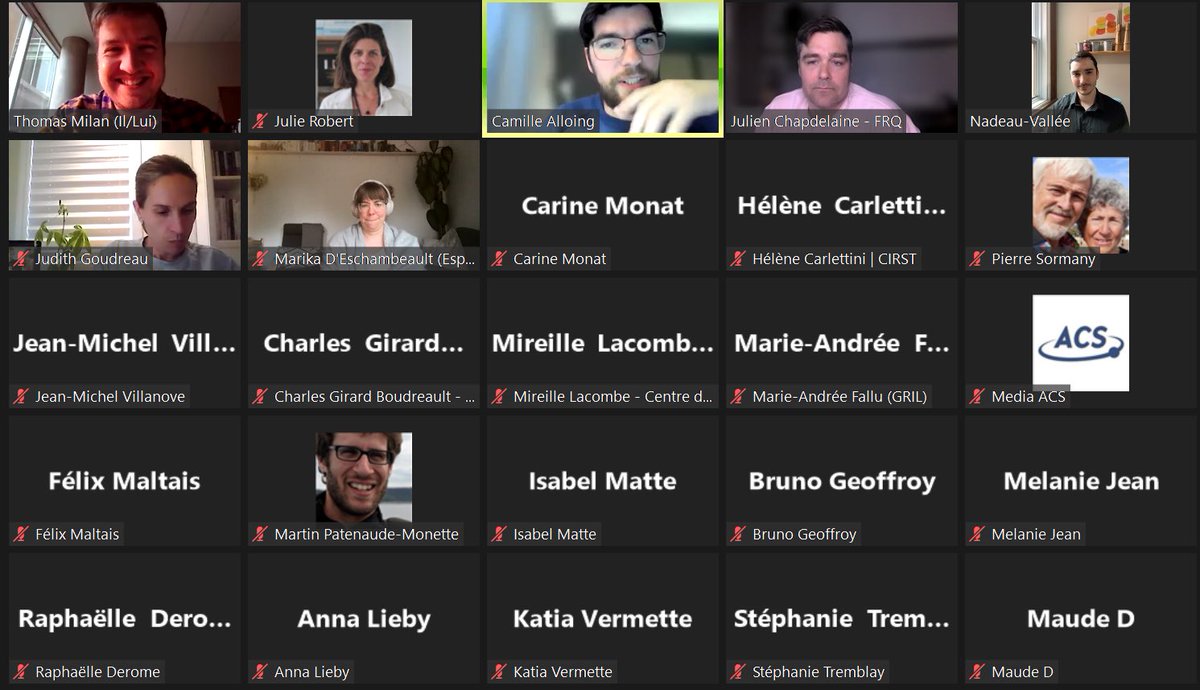 Beaucoup de participantes et participants pour l’atelier « Les réseaux socio-numériques pour promouvoir les sciences ? » avec Camille Alloing, professeur à l’<a href="/UQAM/">UQAM | Université du Québec à Montréal</a>, Julien Chapdelaine des #FRQ et Mathieu Nadeau-Vallée (@Wal_Trudeau). Animé par Thomas Milan !  #scicomm