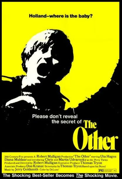 AASpookshow's tweet photo. The Other (1972) debuted 50 years ago today! Thoughts on this Thomas Tryon horror novel adaptation directed by Robert Mulligan? #theother #thomastryon #robertmulligan #horror #aaspookshow #anniversary #mutantfam #morbidlybeautiful https://t.co/KZ3gm2Dg14