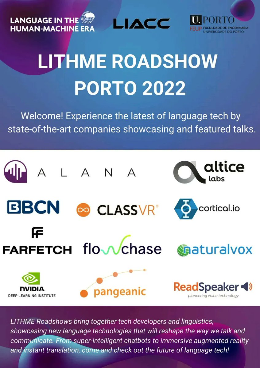 cortical_io's tweet image. In Porto, Portugal on June 1-2 to attend the Language In The Human Machine Era Roadshow? Our CEO, Francisco Webber (@SemanticFolding) will be speaking at #LITHME on June 1st. buff.ly/3FRSy3z Be sure to come chat with us at our @cortical_io booth at the event! #AI #ML