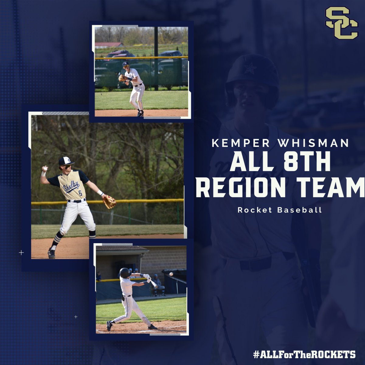 Voted on by 8th Region Coaches, the Rocket Baseball team placed 3 members on the ALL 8th Region Baseball Team!! Congratulations to Juniors Hunter Cook and Kemper Whisman and Sophomore Jack Wills!!! <a href="/SC_Rockets/">SCHSBaseball</a> <a href="/RocketPrincipal/">Shelby County High School</a>