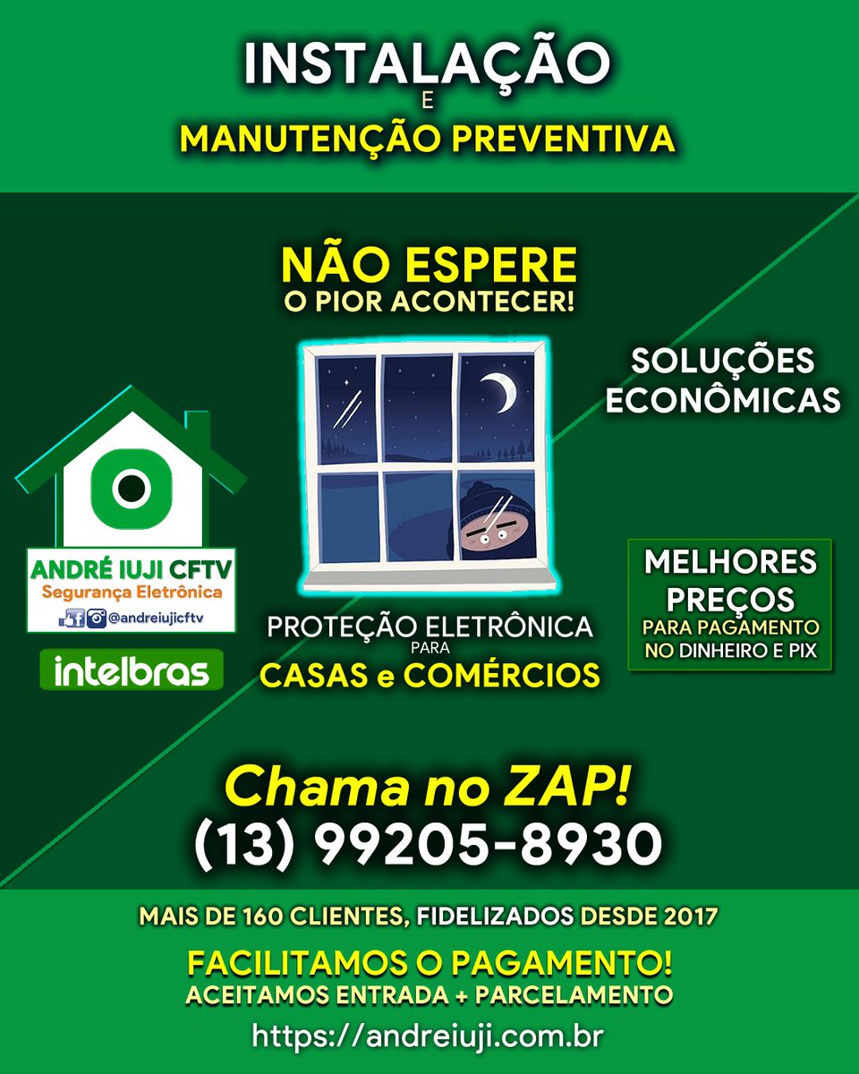 andreiuji's tweet photo. NÃO ESPERE O PIOR ACONTECER!

A equipe ANDRÉ IUJI CFTV oferece Soluções Econômicas com equipamentos de Segurança Eletrônica para Casas, Apartamentos e Comércios em Praia Grande e todo Litoral Paulista SP.

CHAMA no ZAP e Telegram! (13) 99205-8930

https://t.co/G3ZXBllo3t https://t.co/bn3V0VGDVV