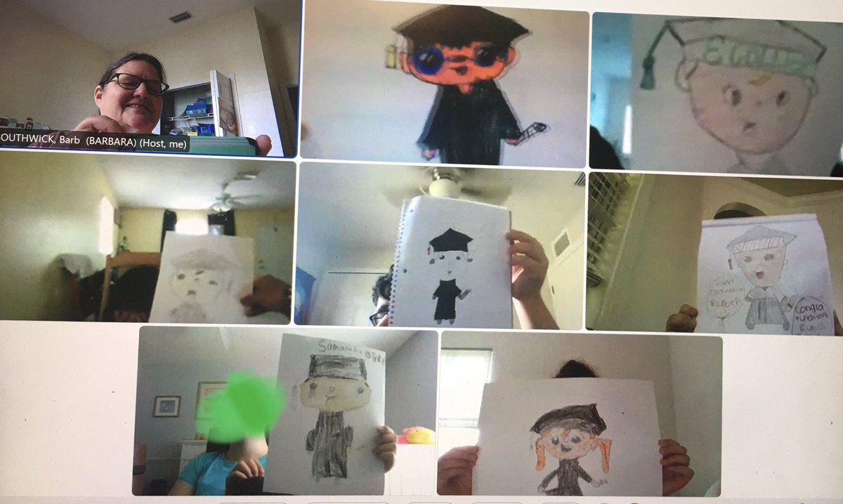 barbsouthwick's tweet photo. What do you draw for drawing challenge when someone in your class is graduating. Caps and gowns of course. Congratulations Ruben. We are all so proud of you. @eCollierAcademy https://t.co/XmqTgb40gc