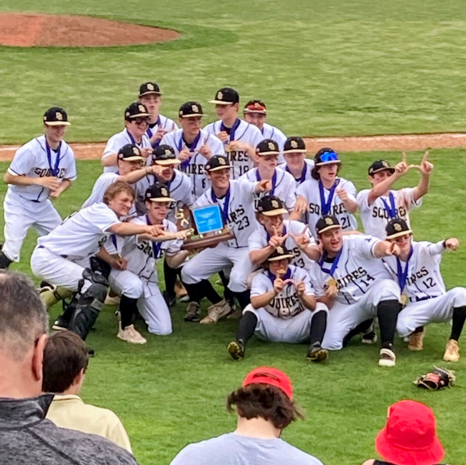 Delone_Catholic's tweet photo. Squires win! #DCHSBaseball wins District 3 2A championship vs. Camp Hill, 5-3! It is the Squires' first district championship since 2013.
#SquireNation #DCHSAthletics #SquireStrong #PreparedtoLead #PreparedtoServe #PreparedforLife #AsDoersoftheWord https://t.co/t0E26F4Oqk