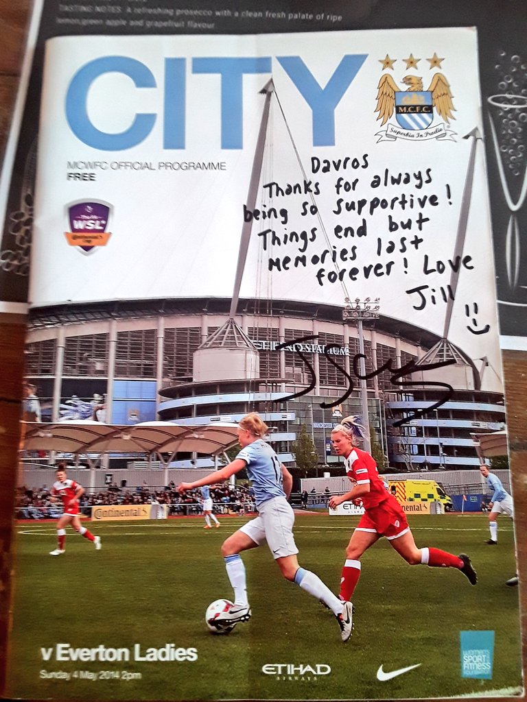 Davros1736's tweet image. Got the programme from the 1st ever City Women game at The Etihad Stadium signed tonight by a certain LEGEND
this one is being framed and put up on the wall 💙
Thank you Jill x for all the memories
#special #ManCity