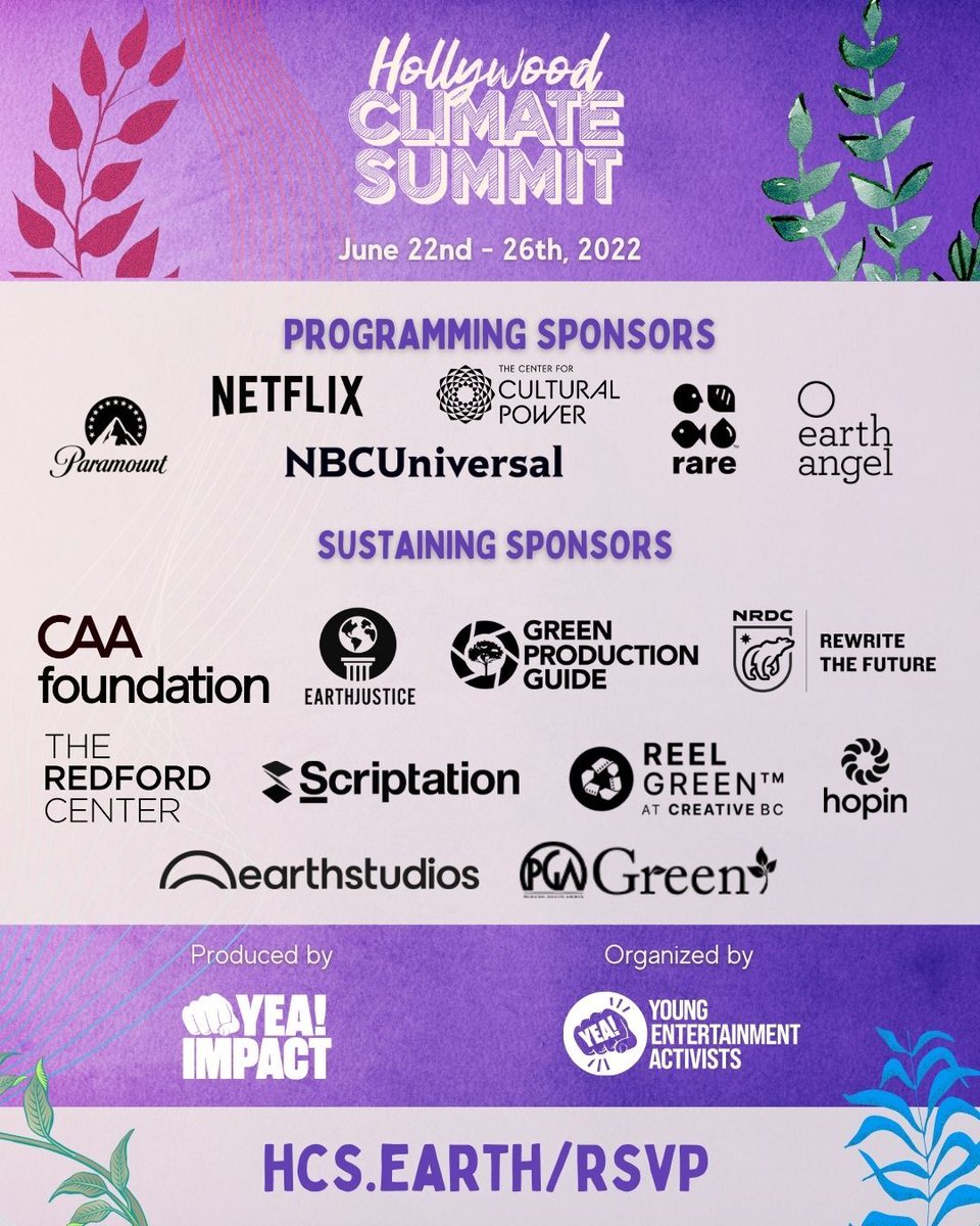 🥳 Registration for the #HollywoodClimateSummit is open! 𝗥𝗦𝗩𝗣 𝗳𝗼𝗿 𝗳𝗿𝗲𝗲 𝗮𝘁 𝗛𝗖𝗦.𝗘𝗔𝗥𝗧𝗛/𝗥𝗦𝗩𝗣

#climatestorytelling #sustainability #hollywoodclimatesummit #climateaction #greenfilmmaking #carbonfootprint #climatestories #actonclimate #ClimateAction