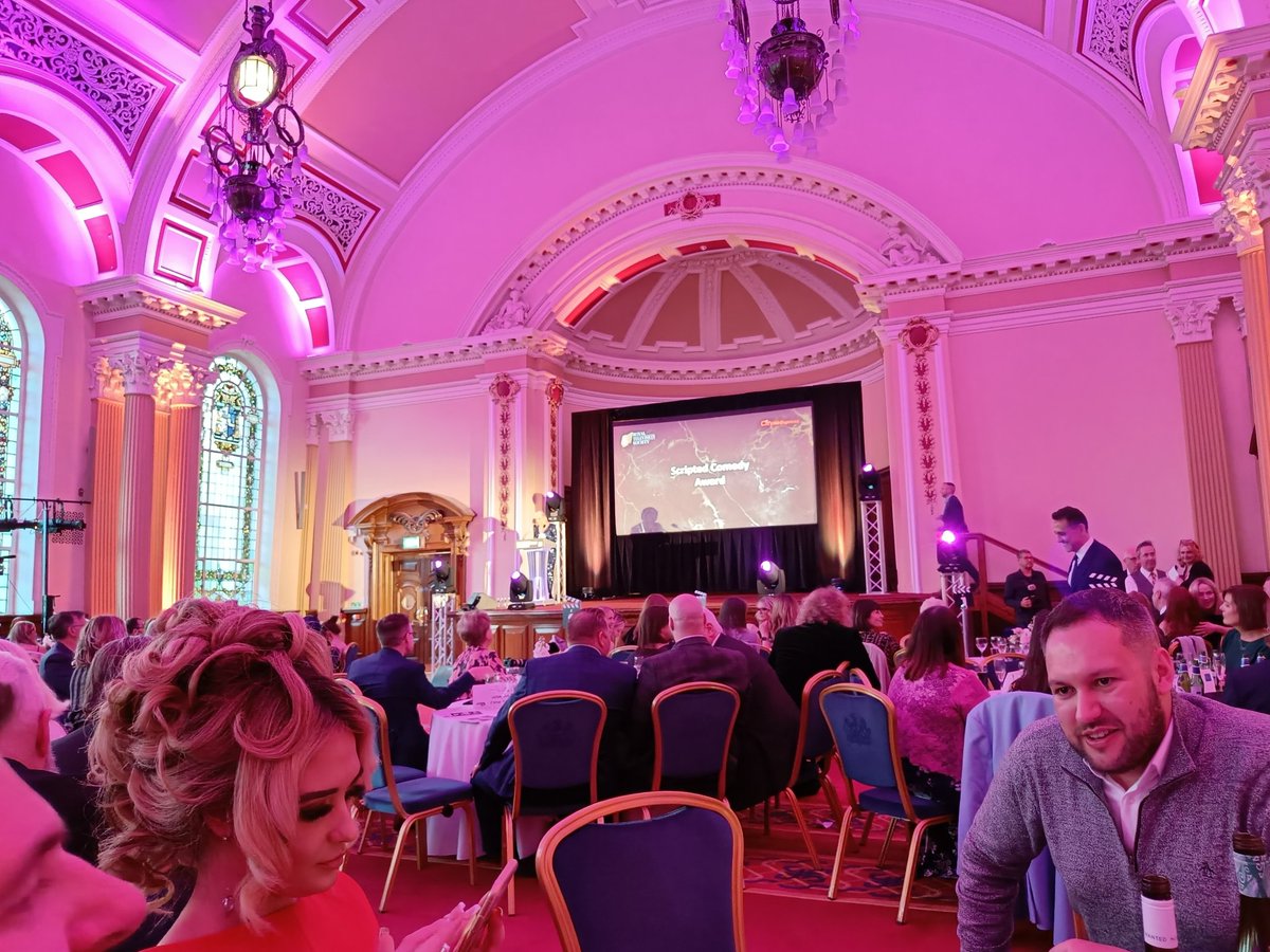 At the half way point tonight, next is Best Scripted Comedy sponsored by <a href="/CAEBFS/">CityAirExpressBFS</a>!
 
The Nominees are:
<a href="/GreenIncTV/">Green Inc</a>: Free Gaff
The Hole in the Wall Gang: Give My Head Peace: Christmas Special
<a href="/NiceOneTv/">Nice One Productions</a>: The <a href="/paddyraffcomedy/">Paddy Raff</a> Show
 
#RTSAwardsNI