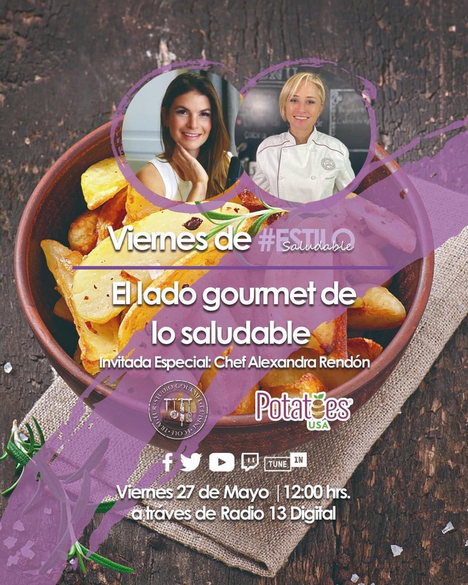 NutEstherSchiff's tweet photo. ¿Ya quieren saber que vamos a preparar este viernes en #EstiloSaludable? Estaremos preparando una ensalada césar con @USA_PAPAS 🥔🥗 con la Chef Alexandra Rendón de @studio_gourmet por @Radio13Digital https://t.co/mxbli60u4q