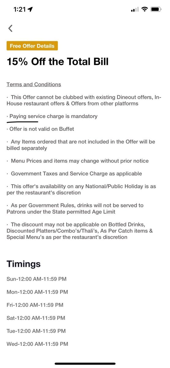 singh_rish's tweet photo. @PiyushGoyal sir, just wanted to understand whether consumer has to mandatorily pay service charges in a restaurant?
Today, while checking @dineout_india app, I noticed in their T&amp;C that Service Charge is Mandatory. https://t.co/uesj16P01y