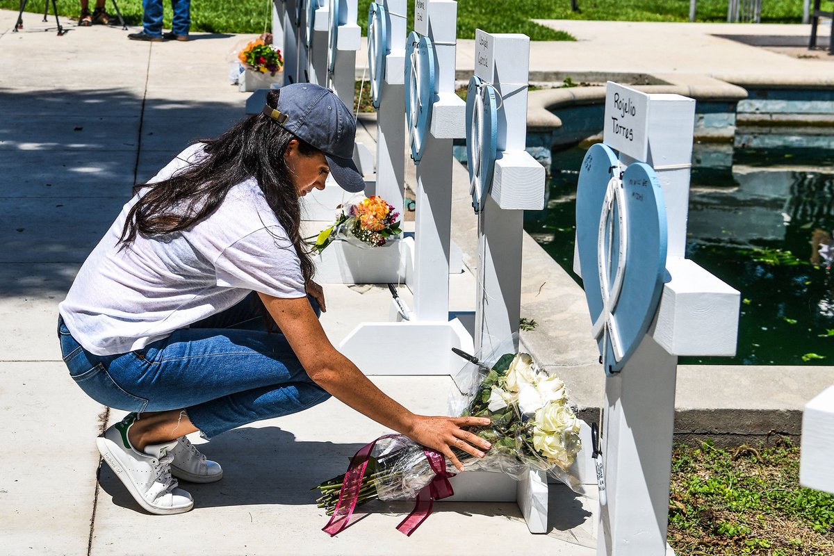brittanygadoury's tweet photo. Meghan Markle is absolutely disgusting! The murder of 19 innocent children and their teacher who did everything to protect them are not a pawns in your PR machine!! Oh and by the way your dad is in the hospital maybe you can make a pit stop to check in on him… https://t.co/6X0c0rWhrk