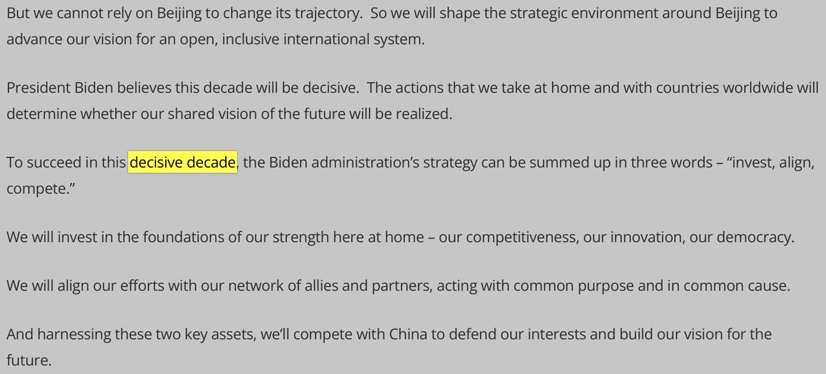 AndrewSErickson's tweet photo. Read @SecBlinken’s #Speech—“The Administration’s Approach to the People’s Republic of #China 

Key wording highlighted in #FullText:

https://t.co/G4Olrz9Ck6

“President #Biden believes this decade will be decisive.”

@POTUS #Blinken #DecisiveDecade (#DecadeOfDanger) #PRC #Taiwan https://t.co/mczAGw5vOp