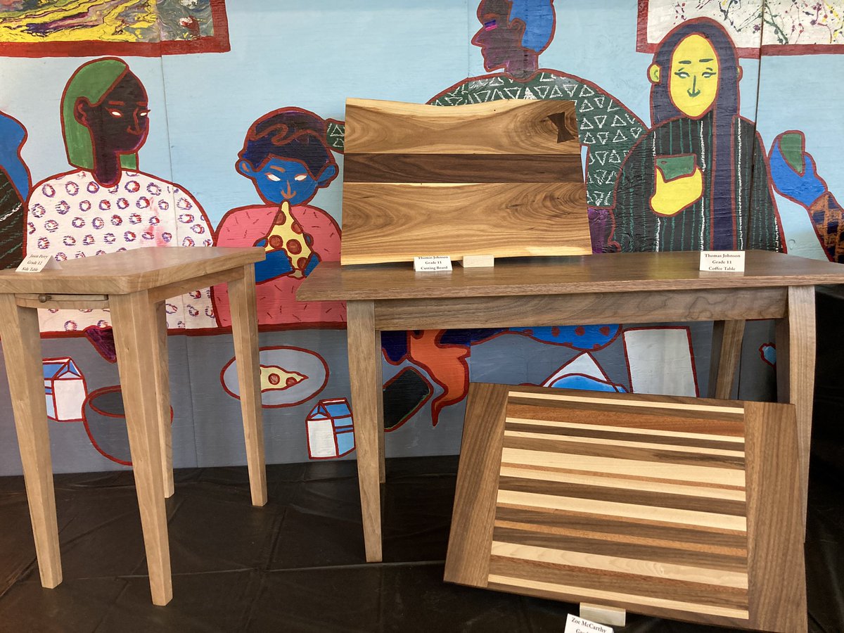 NausetAcadHS's tweet photo. Woodworking class student work on display tonight. Impressive. https://t.co/orJ9LquGVv