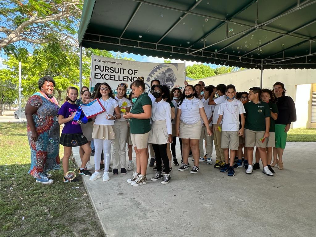 MSDElem's tweet photo. @StdtSvcsMDCPS visits @MSDElem to celebrate Values Matter and honor our student recipient. @MDCPSSouth @SuptDotres #valuesmatter #pursuitofexcellence https://t.co/wmfmoyVcT4