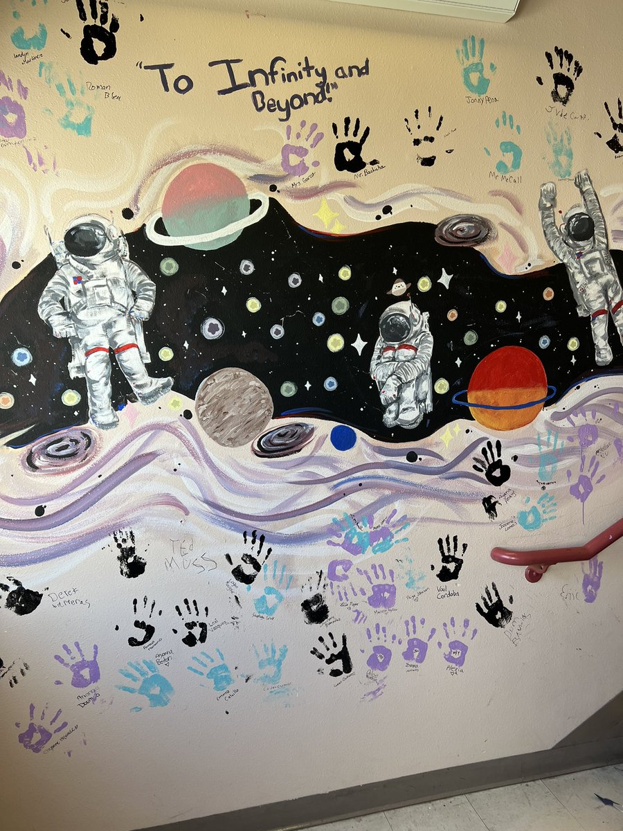 The annual rite of passage is back for our departing 8th graders. Handprints on the wall!