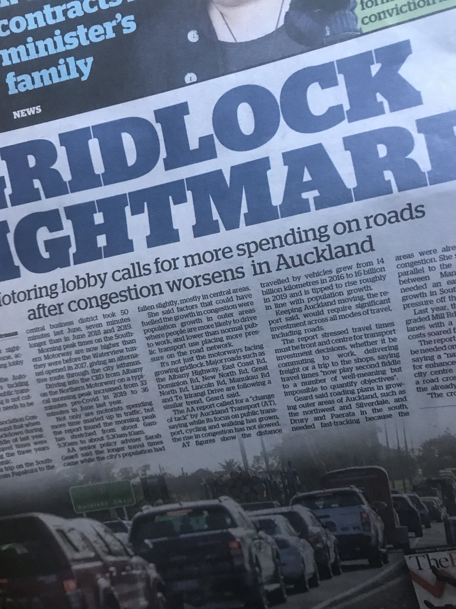 The dinosaurs are roaring today. Most completed traffic projects in Akl are roads: Waterview, wider motorways in south+north etc. Predictably, congestion is worse. But AA blames PT projects still being built. For the record, CRL will carry 16 motorway lanes of commuters at peak