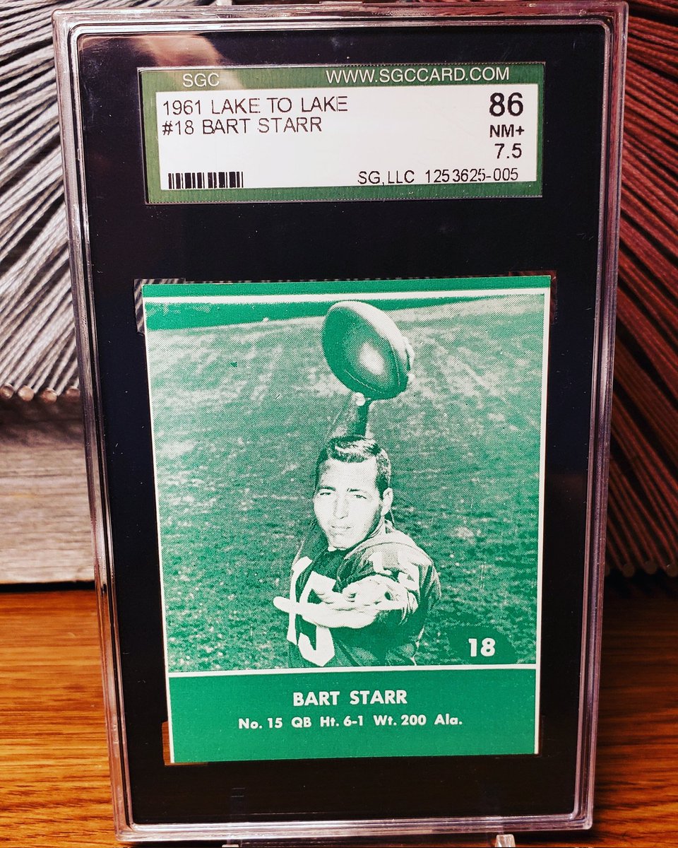 SconnEtradition's tweet photo. RIP to Bart Starr who passed away on this day three years ago. Packers legend and overall great human being. 
Here is a tough SP from the regional Lake to Lake Dairy Set. One of my favorite cards in the PC!
#bartstarr #greenbaypackers #thehobby #whodoyoucollect #gosgc #sgcgrading https://t.co/cmkIK5PeKl