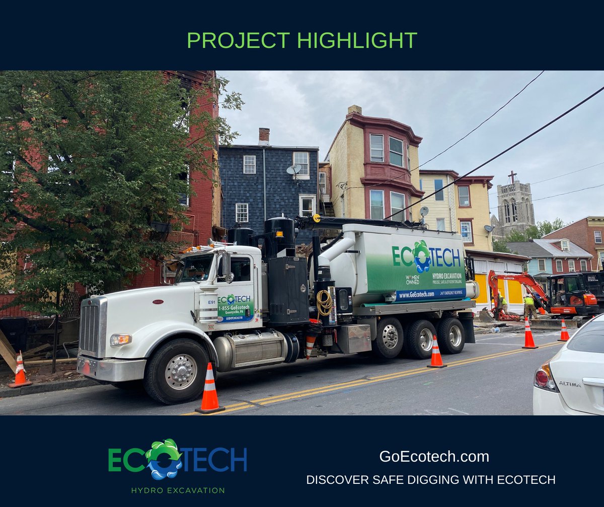 GoEcotech's tweet photo. Our #Ecotech team and high-tech trucks in action! On this project, we worked in conjunction with traditional excavating equipment in the #LancasterCity

#GoEcotech #CoolTrucks https://t.co/pkuCSa9Ei7