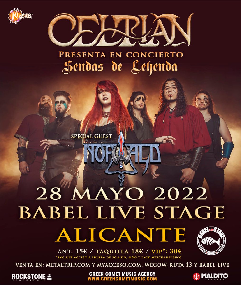 MetalGuardianes's tweet photo. ⚡️Concierto ⚡️
El próximo sábado 28 de Mayo @CeltianOfficial estará presentando su disco "Sendas De Leyenda" en la sala Babel Live Stage en Alicante acompañados de la banda #Norwald
Entradas aquí ⬇️⬇️⬇️
https://t.co/1srJseSPD2 https://t.co/rdgTbI90JZ