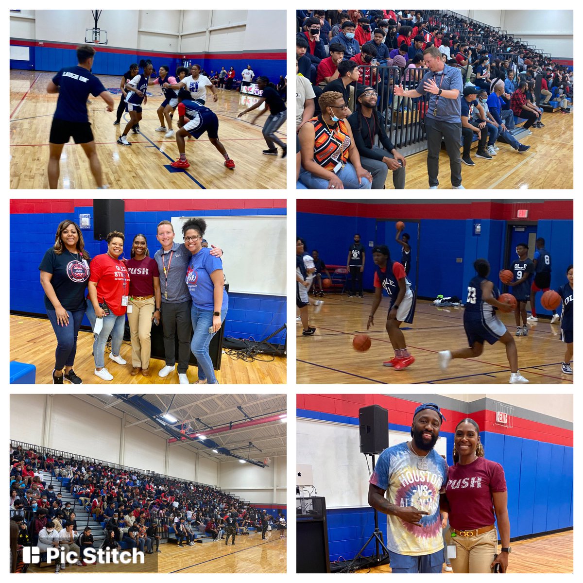 TheExecEFFECT's tweet photo. This is how you end a school year!! @OlleMightyOwls staff vs student basketball game! 🏀 
It was super hype!! 😁
Thank you @hardbodykiotti for always coming through!!! 🤘🏾💯 https://t.co/uEdC0QzHn9