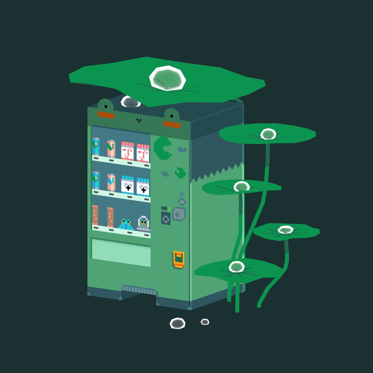 Madame_Etrange's tweet photo. Froggy vending machine. A vending machine for frogs 🐸
3D model made for #polypixelweekly theme "Vending machine".
Made with Blender, Aseprite and Pribambase.
As always, Sketchfab link under this post 👇
#gameart https://t.co/ZFVsSB65Re