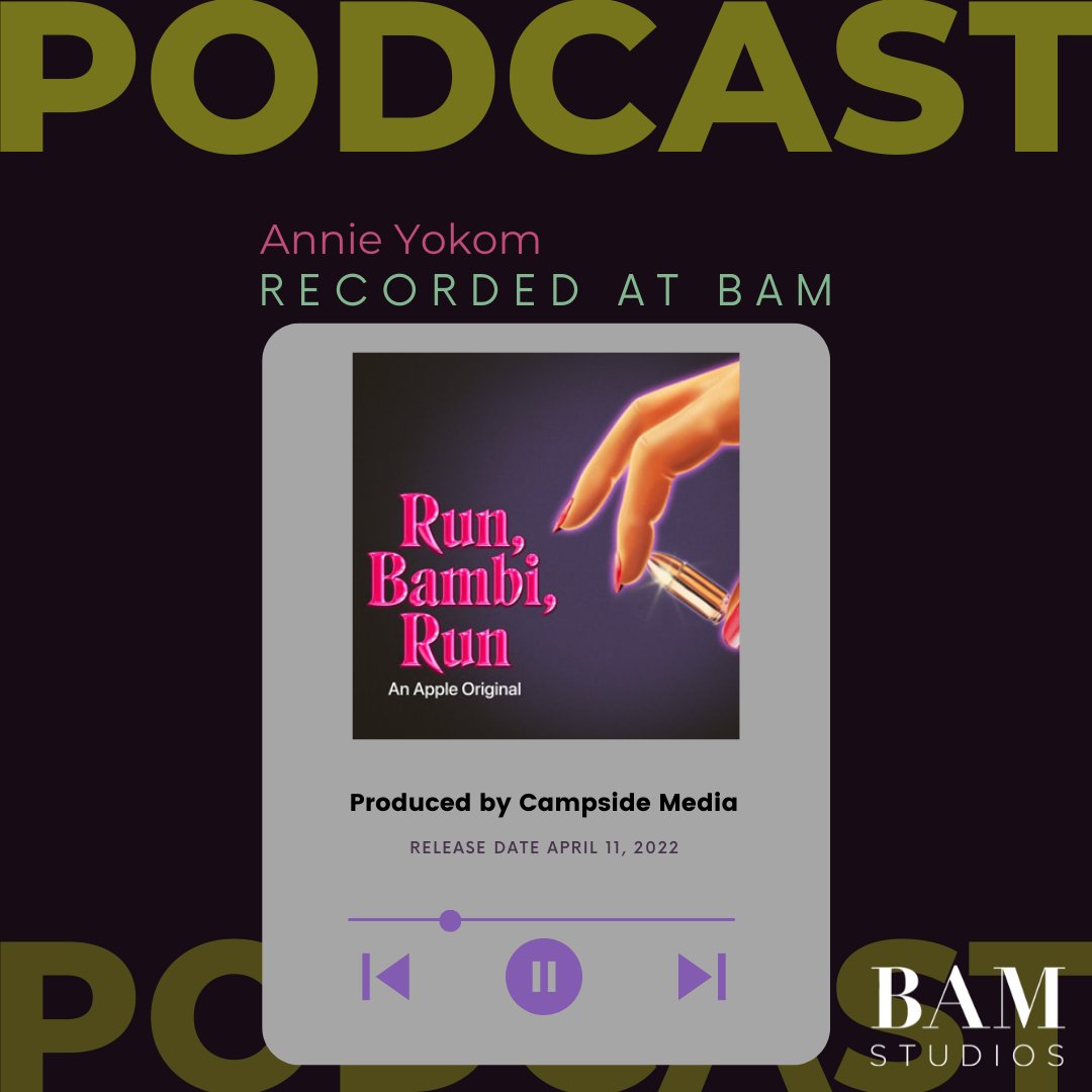 bamstudios's tweet photo. BAM records Annie Yokom for Apple's "Run Bambi Run" podcast! The program investigates a real-life murder mystery involving Laurie "Bambi" Bembenek.
 
For more information visit: https://t.co/pHsstnPUB2

#AnnieYokom #Apple #RunBambiRun #Podcast #Recording #MurderMystery #RealLife https://t.co/rcjcO0fX5B