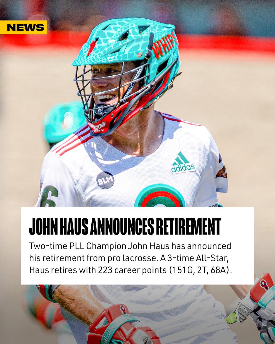 John Haus has announced his retirement from professional lacrosse. 

The 3X All-Star, 2X PLL Champion and now <a href="/PennStateMLAX/">Penn State Men’s Lacrosse</a> Assistant Coach, John has left a tremendous mark on this sport 👏🐍